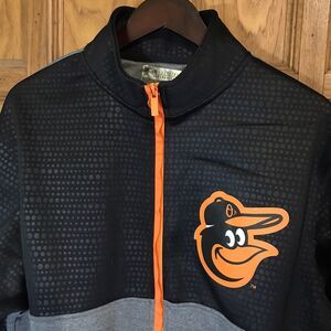 Baltimore Orioles MLB Baseball Jacket  Men's XL True Fan Polyester Black & Gray